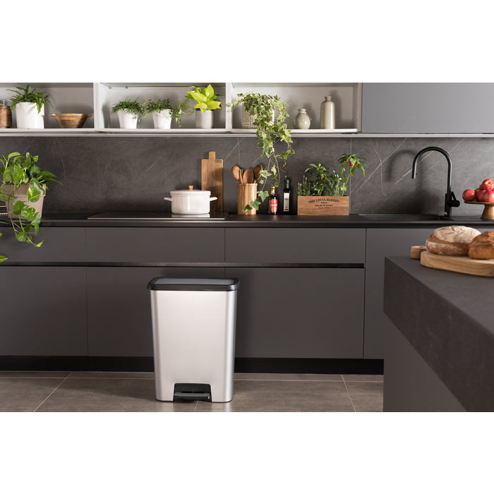 Curver Compatta 50L Duo 23+23L Recycling Bin - Steel Look
