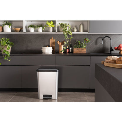 Curver Compatta 50L Duo 23+23L Recycling Bin - Steel Look