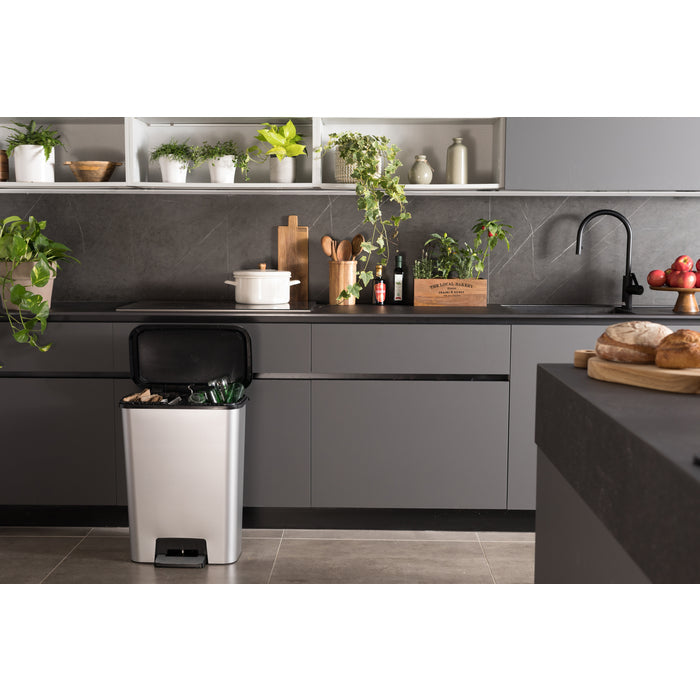 Curver Compatta 50L Duo 23+23L Recycling Bin - Steel Look