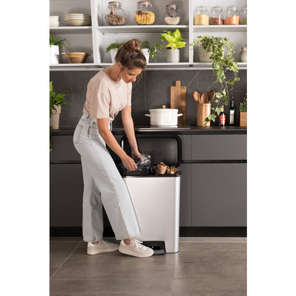 Curver Compatta 50L Duo 23+23L Recycling Bin - Steel Look