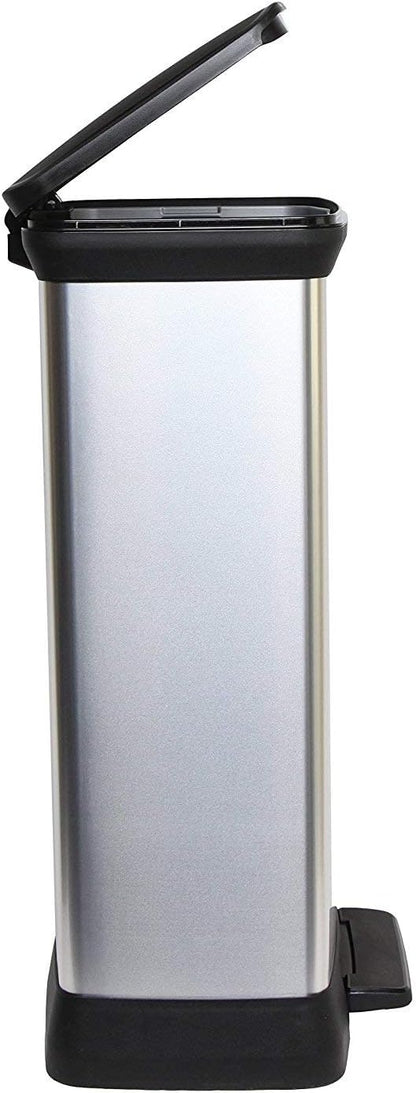 PRE ORDER MAR. - CURVER Rectangular Pedal Bin - 50L - Steel Look