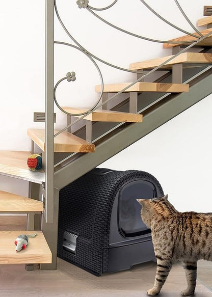 Curver Rattan Style Cat Litter Box - Graphite