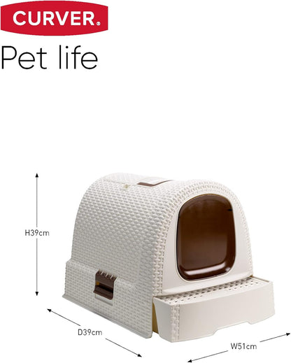 Curver Rattan Style Cat Litter Box - Cream