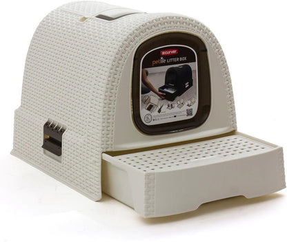 Curver Rattan Style Cat Litter Box - Cream