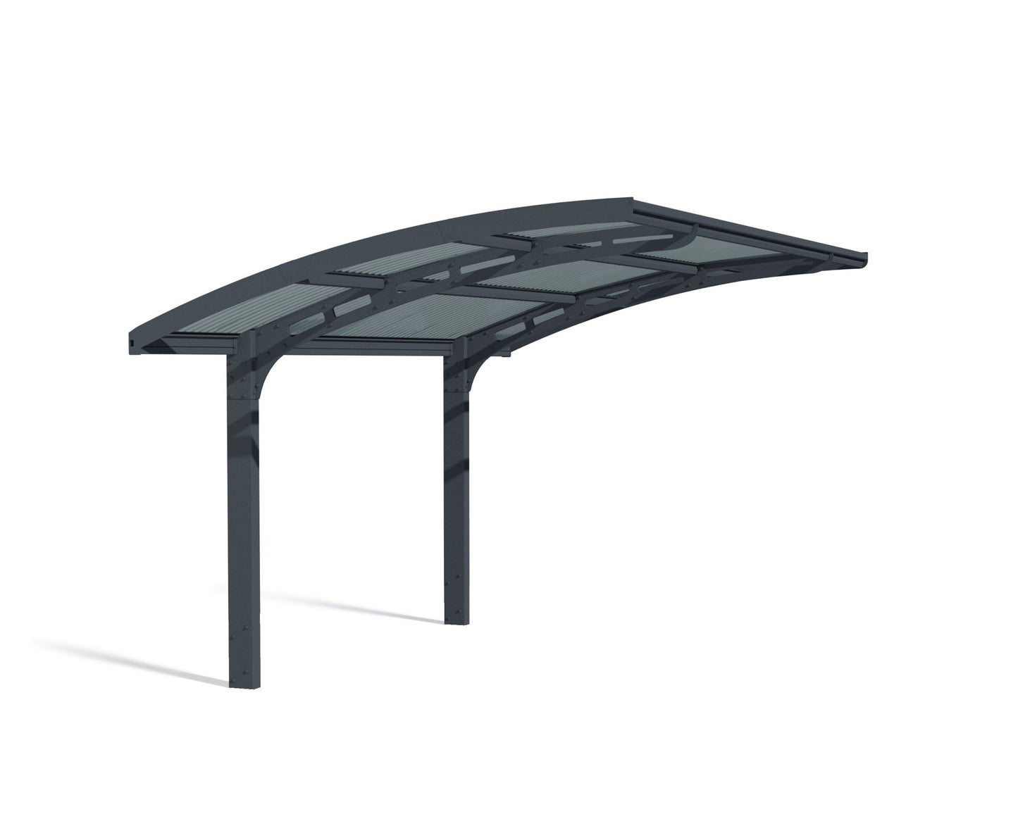 Arizona Carport Single 2.9m x 5m - Grey Frame With Grey Corrugated Roof - mazeproducts