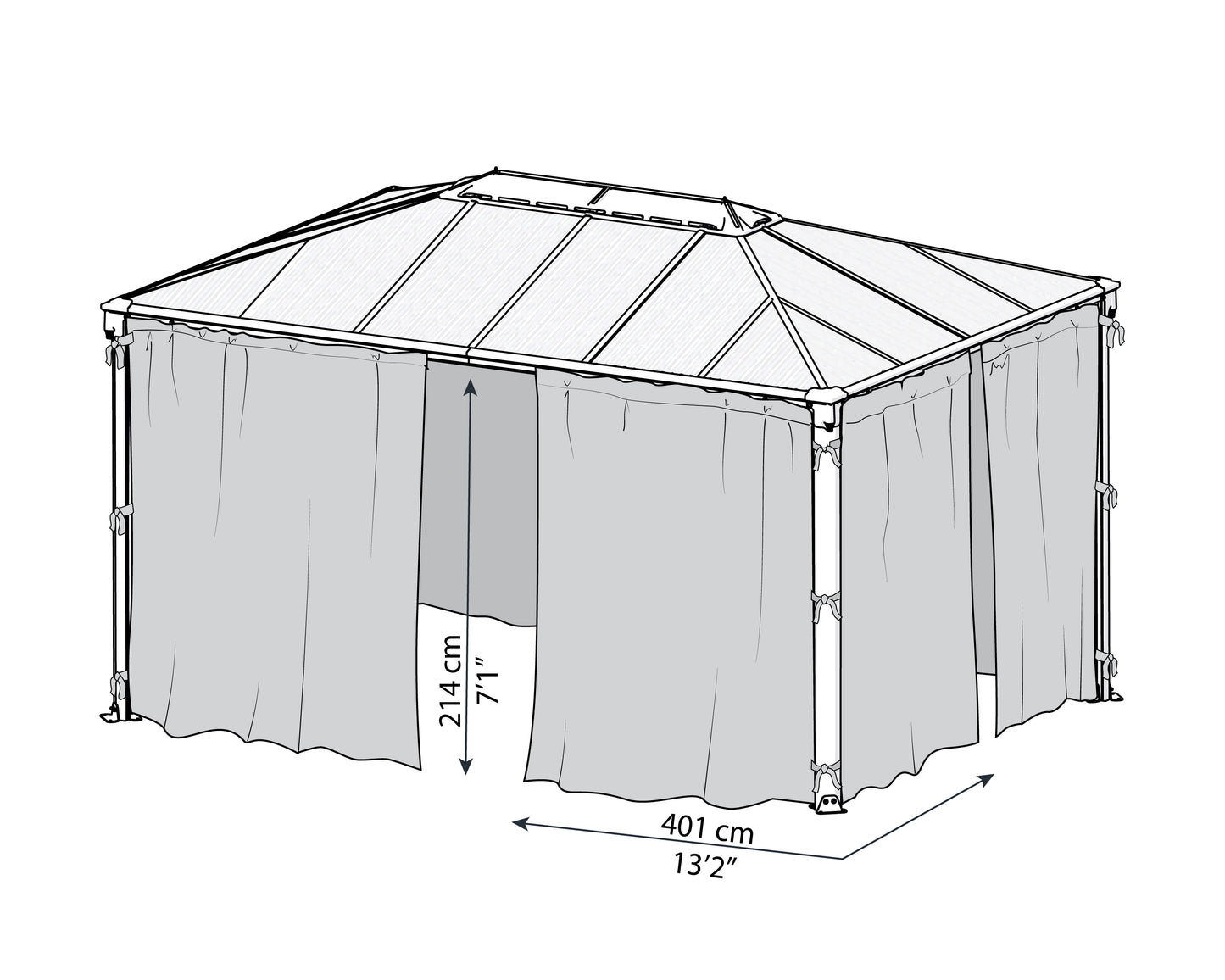 Curtain Set for Martinique Gazebo 3m x 4.3m