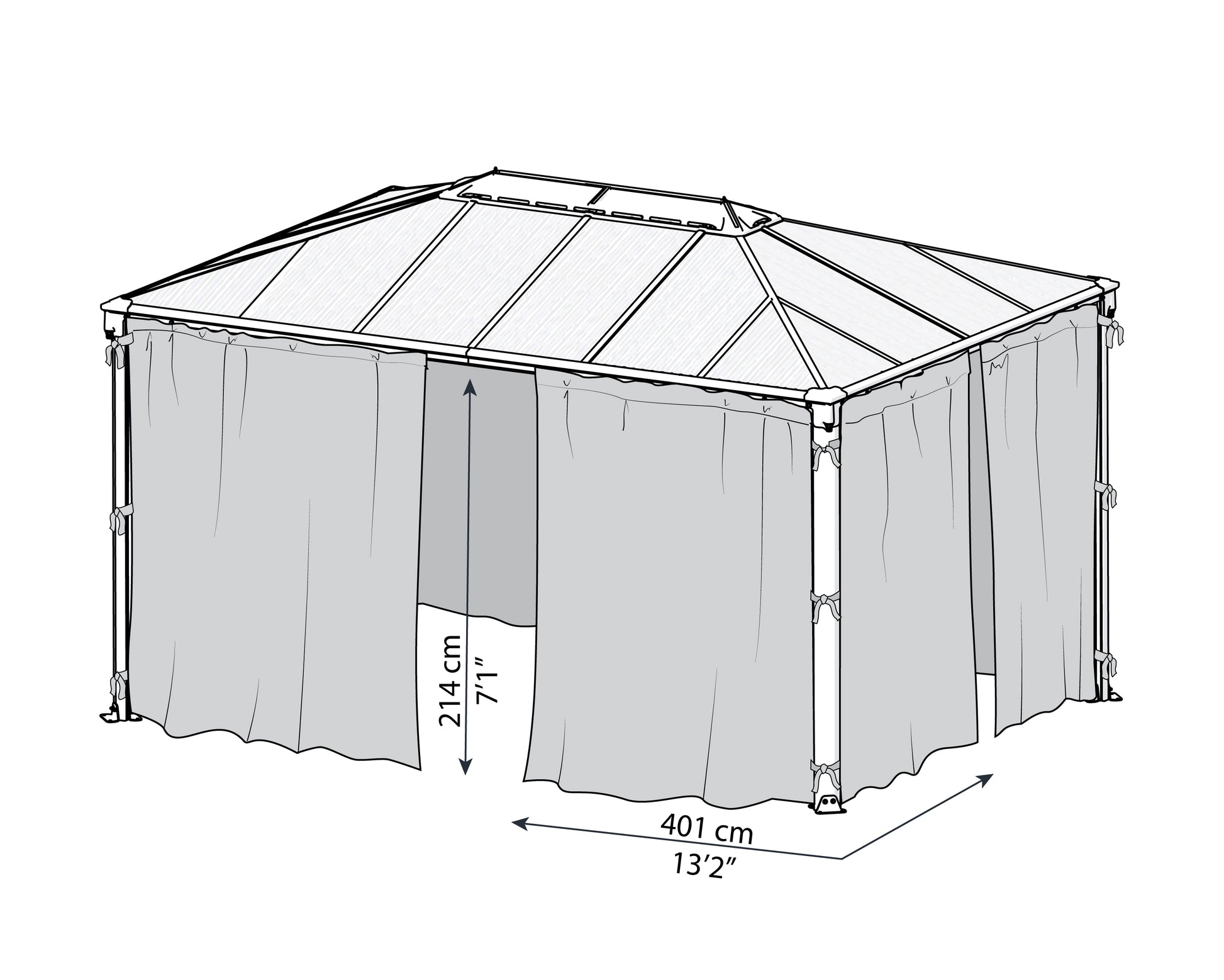 Curtain Set for Martinique Gazebo 3m x 4.3m
