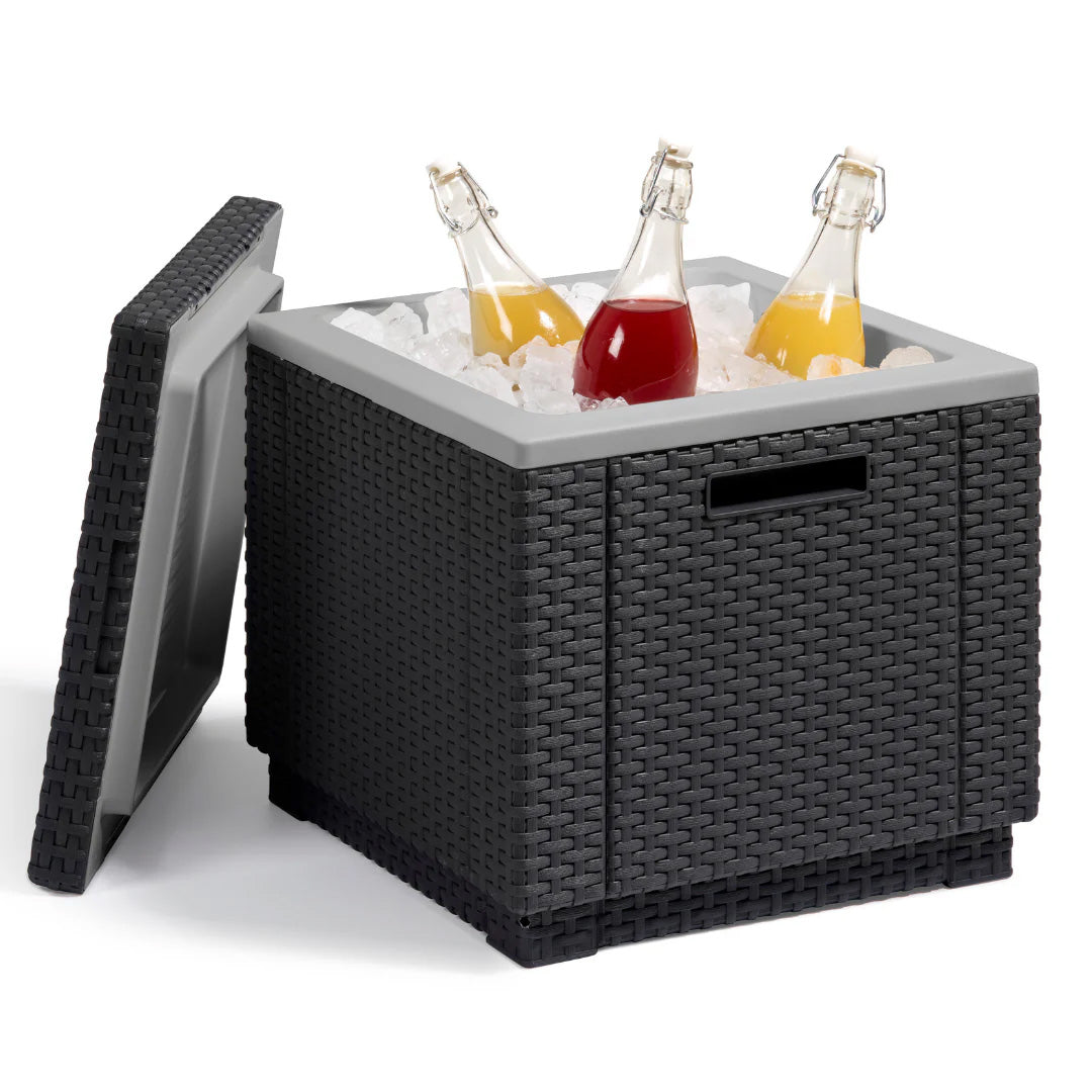 Keter Ice Cube Cooler - Side Table  - Graphite/White