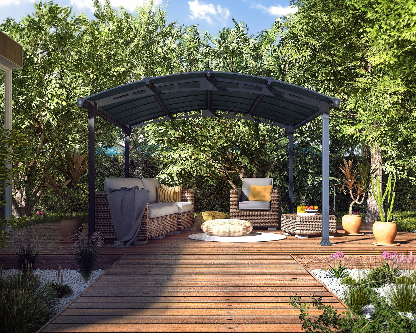 Tucson Gazebo 3.6m x 4.4m - Grey Frame With Grey Roof - mazeproducts