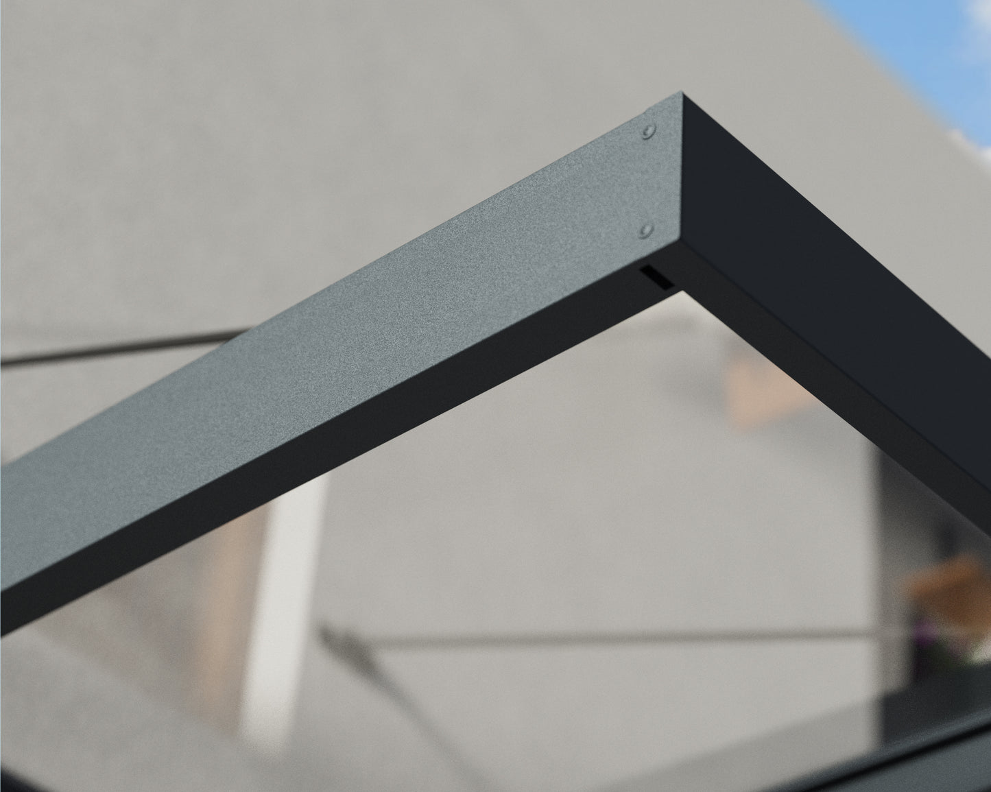 Sophia XL Door Awning 7.5m x 1.4m - Grey Frame with Clear Panel