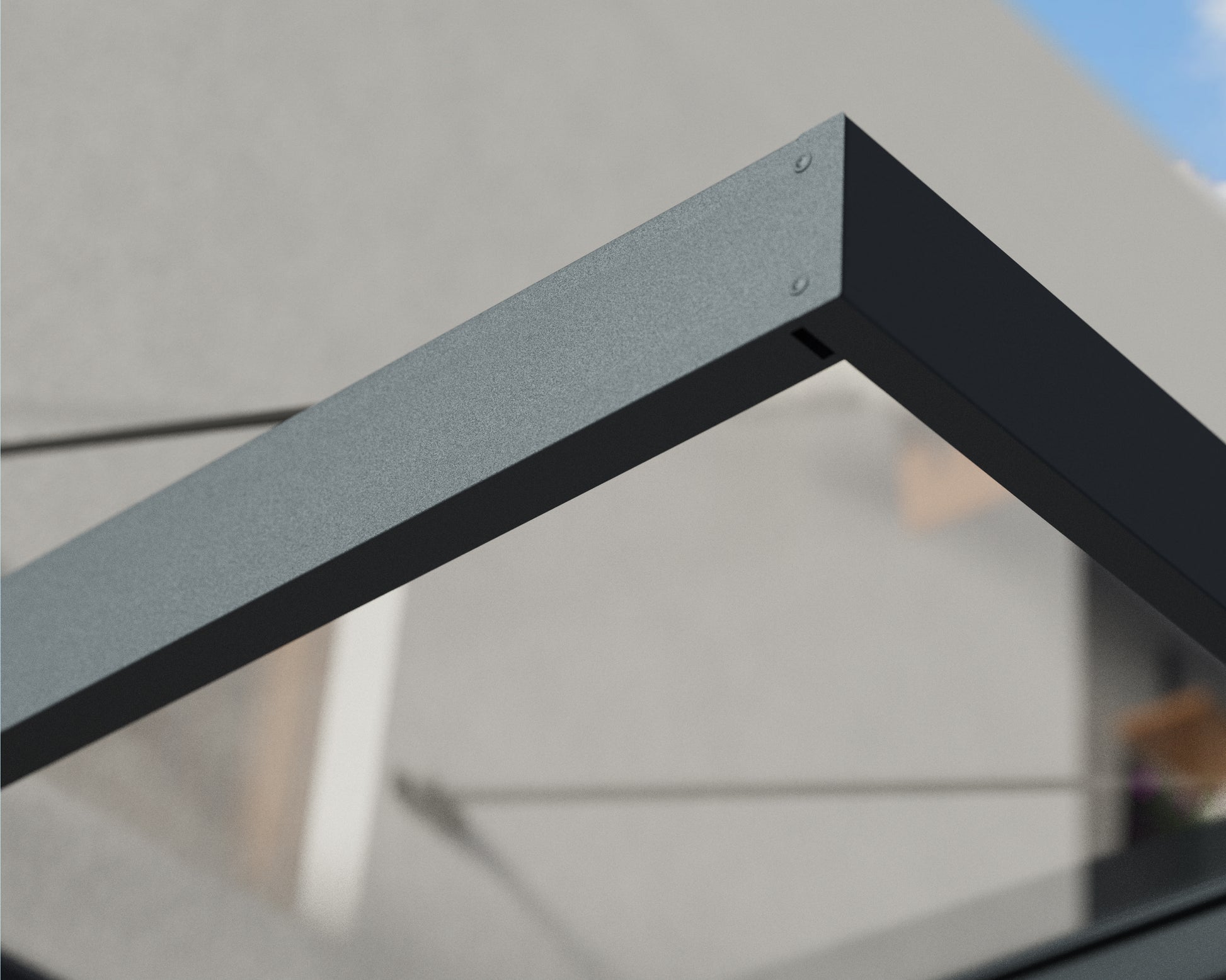 Sophia XL Door Awning 6.6m x 1.4m - Grey Frame with Clear Panel