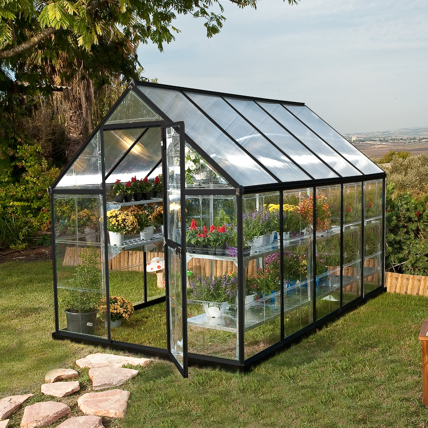6' x 10' Hybrid Greenhouse - Grey Frame
