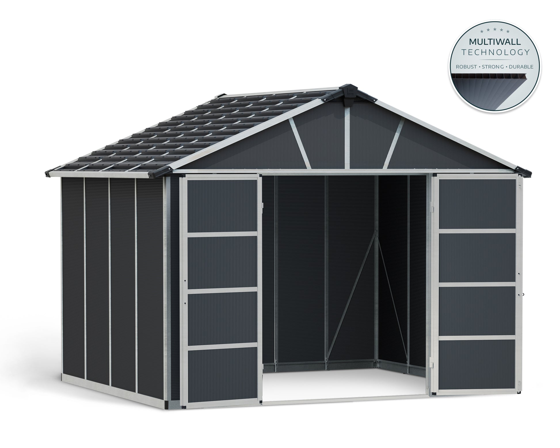 Yukon Garden Shed (NO FLOOR) 3.3m x 2.7m - Grey