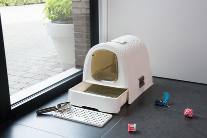 Curver Rattan Style Cat Litter Box - Cream