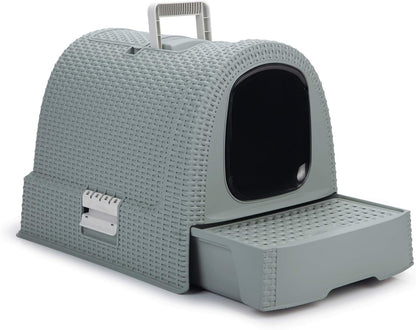 Curver Rattan Style Cat Litter Box - Grey