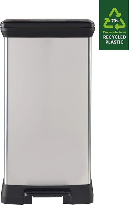 PRE ORDER MAR. - CURVER Rectangular Pedal Bin - 50L - Steel Look