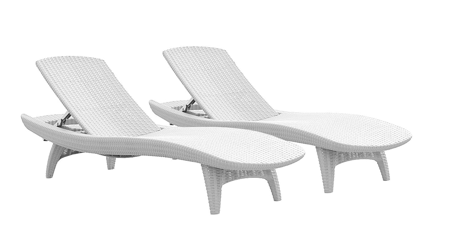 Keter Pacific Sun Loungers - White- 2 PACK