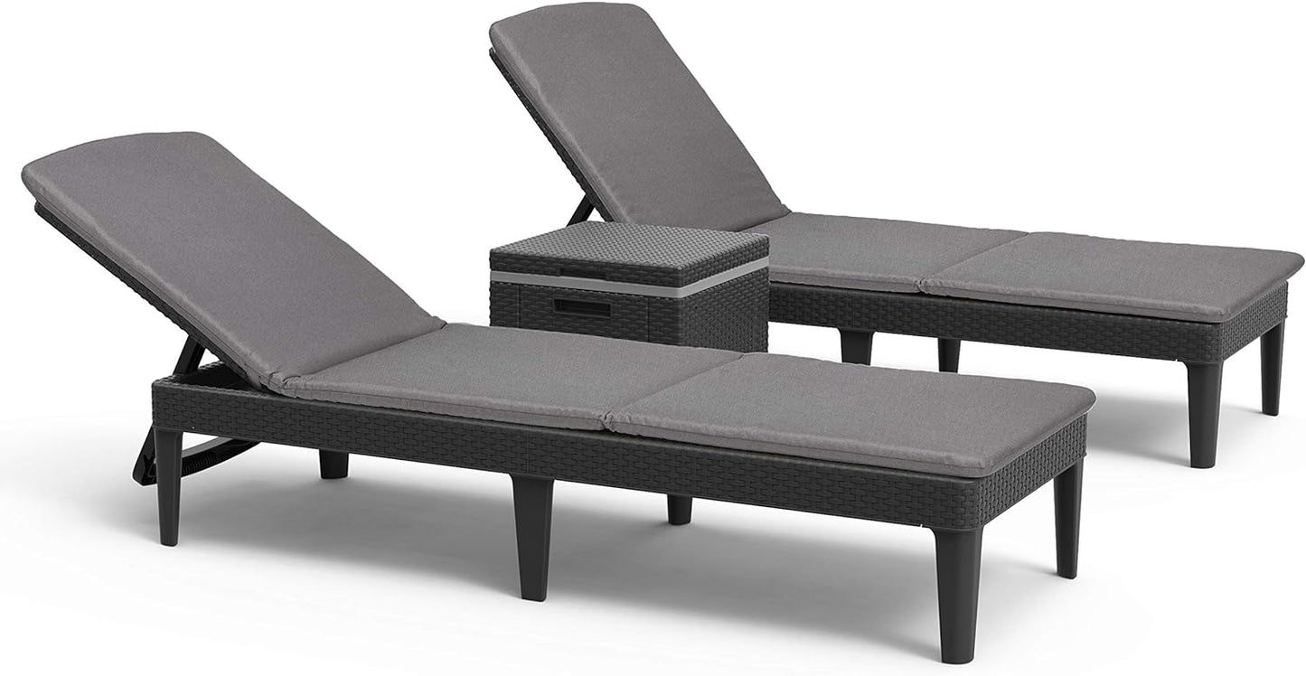 PRE ORDER: SEP. - Keter Jaipur Outdoor Sun Lounger with Cushion