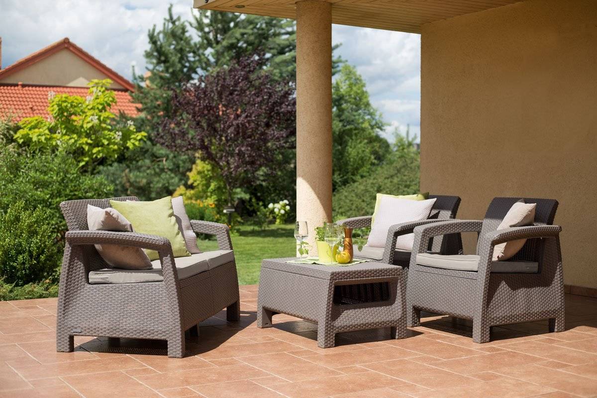 Keter Corfu 4 Seater Lounge Set - Cappuccino