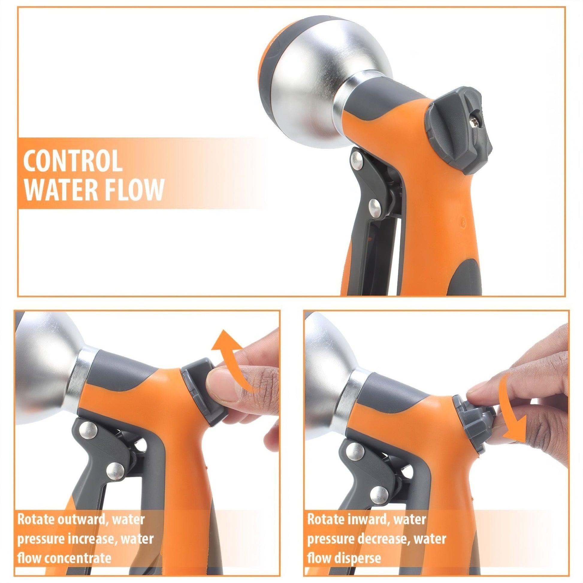 7 Pattern Metal Hose Gun (Soft Coated) - 12mm - mazeproducts