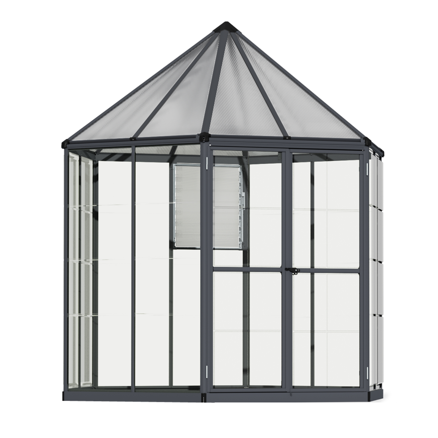 8' Oasis Hex Greenhouse - Grey Frame