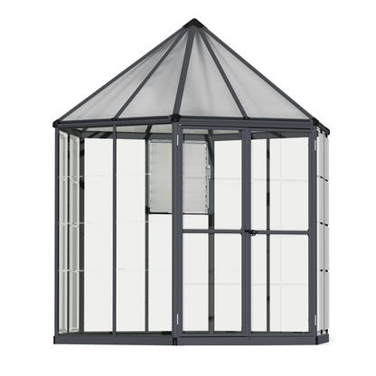 8' Oasis Hex Greenhouse - Grey Frame