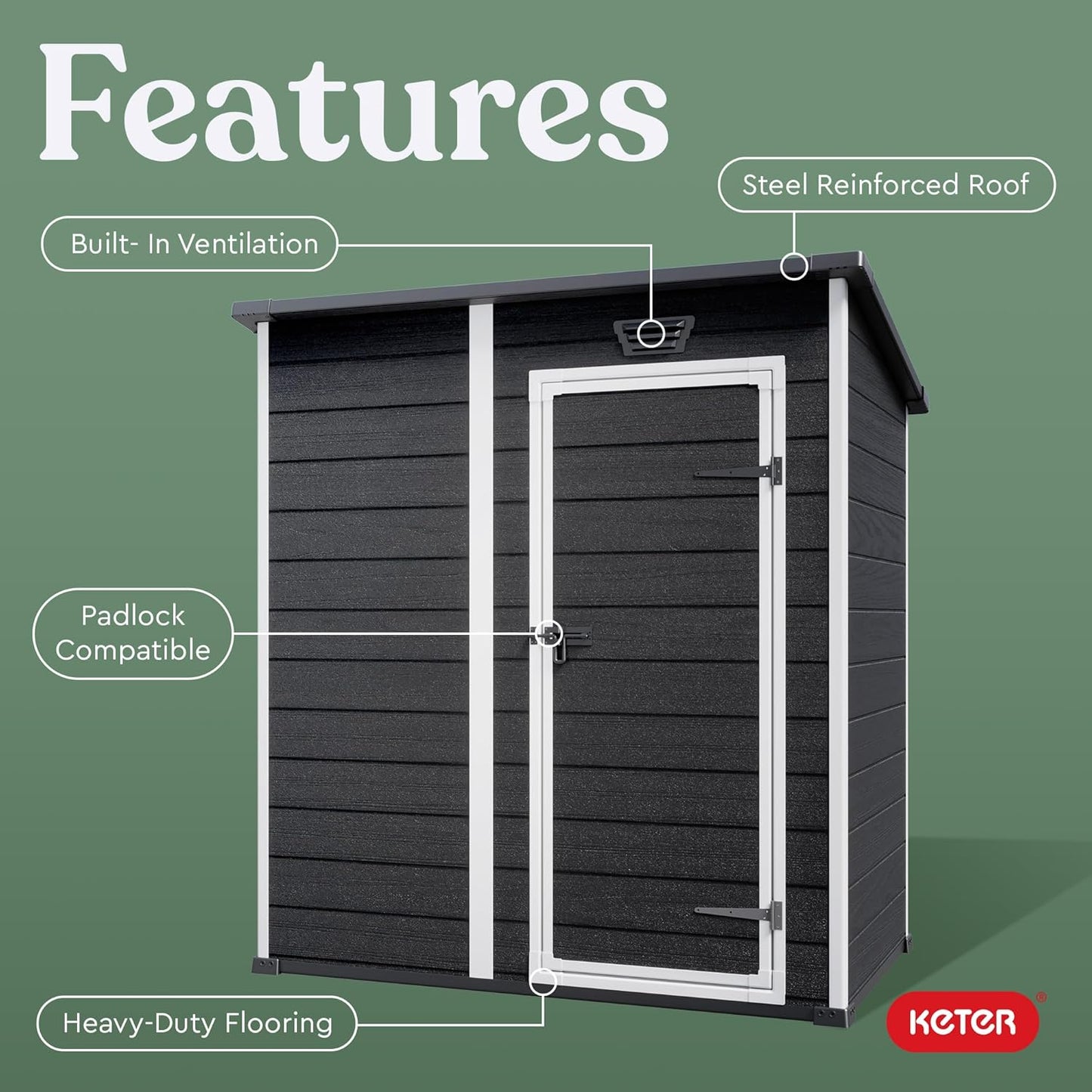 PRE ORDER: OCT. - Manor Pent Essential 6x4 Garden Shed - Dark Grey (1.8 x 1.1m)