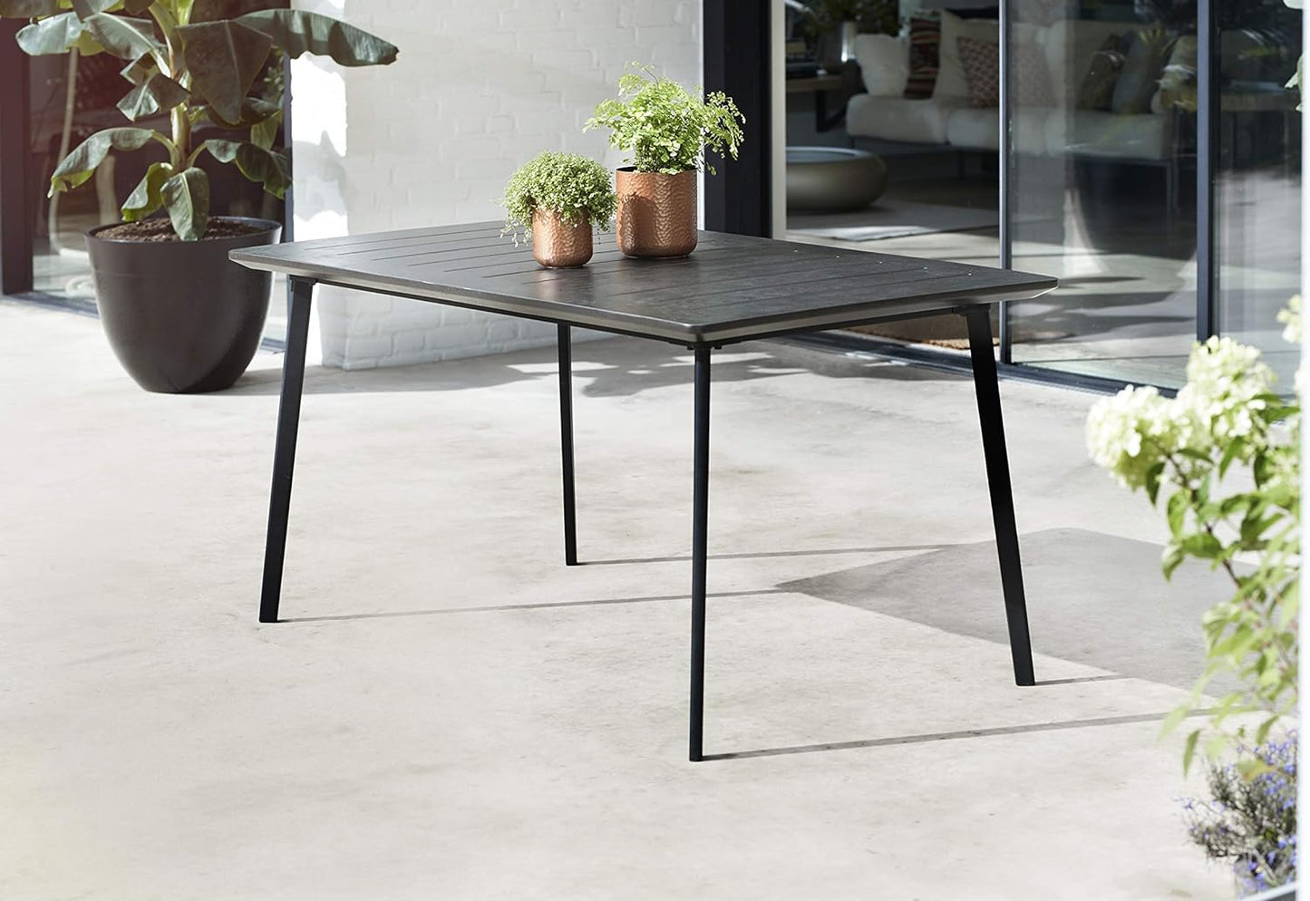 Keter Metaline Metal Look Dining Set: Black