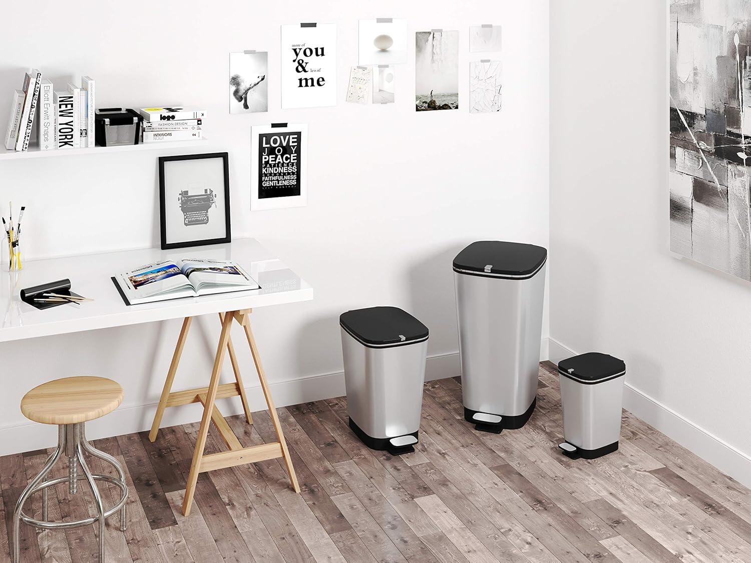 Curver Chic 35L Pedal Bin - Steel Look - mazeproducts