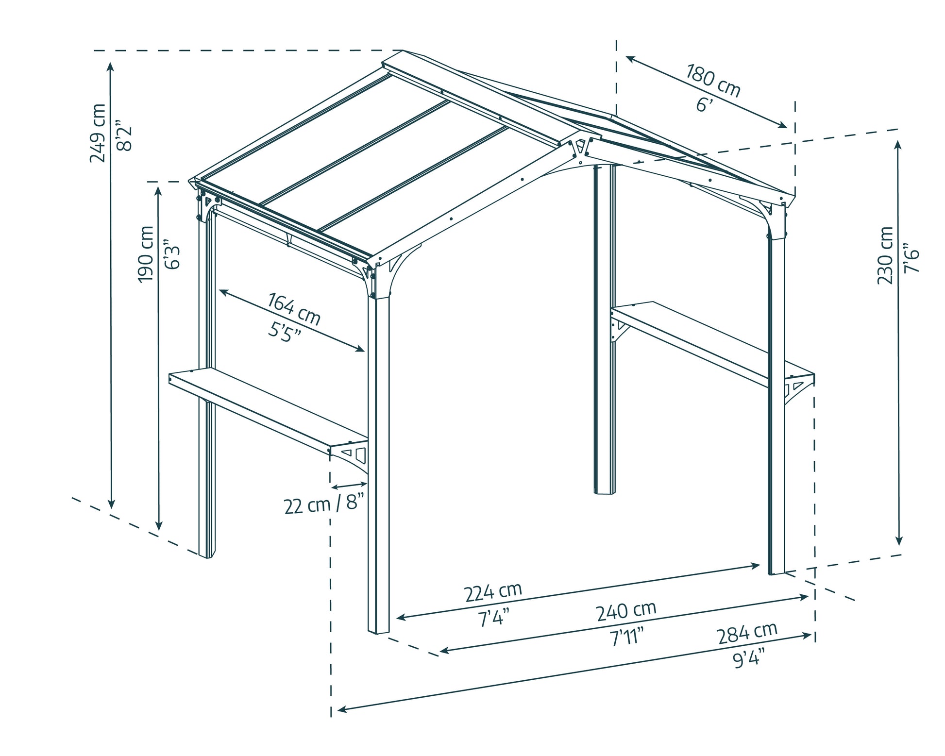 Austin Grill Gazebo 1.8m x 2.2m - Black Frame With Grey Roof