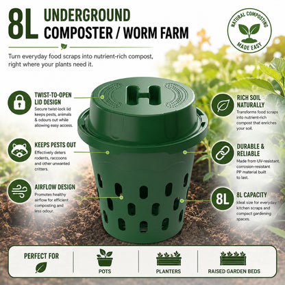 8L Underground Composter / Worm Farm - 3 Pack