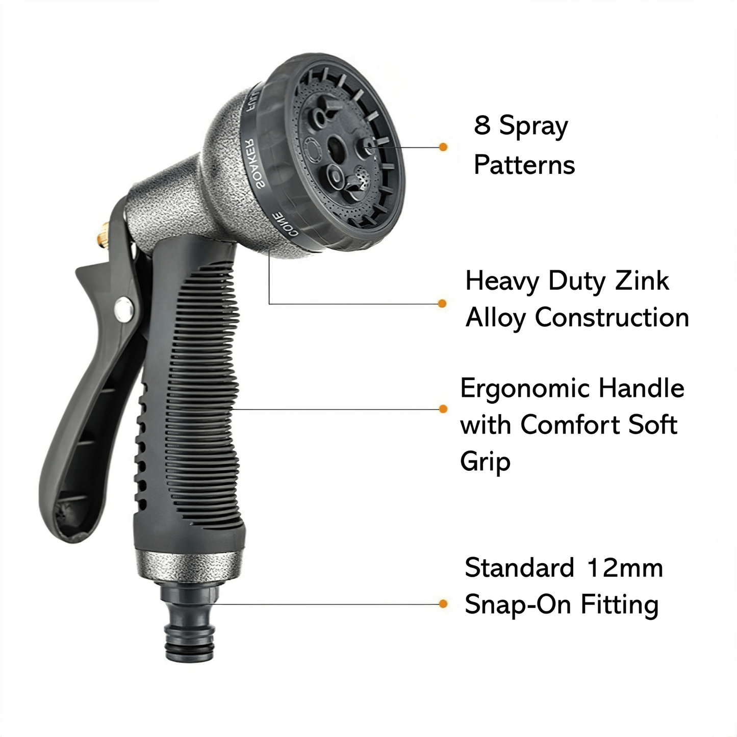 8 Pattern Metal Hose Gun - 12mm - mazeproducts