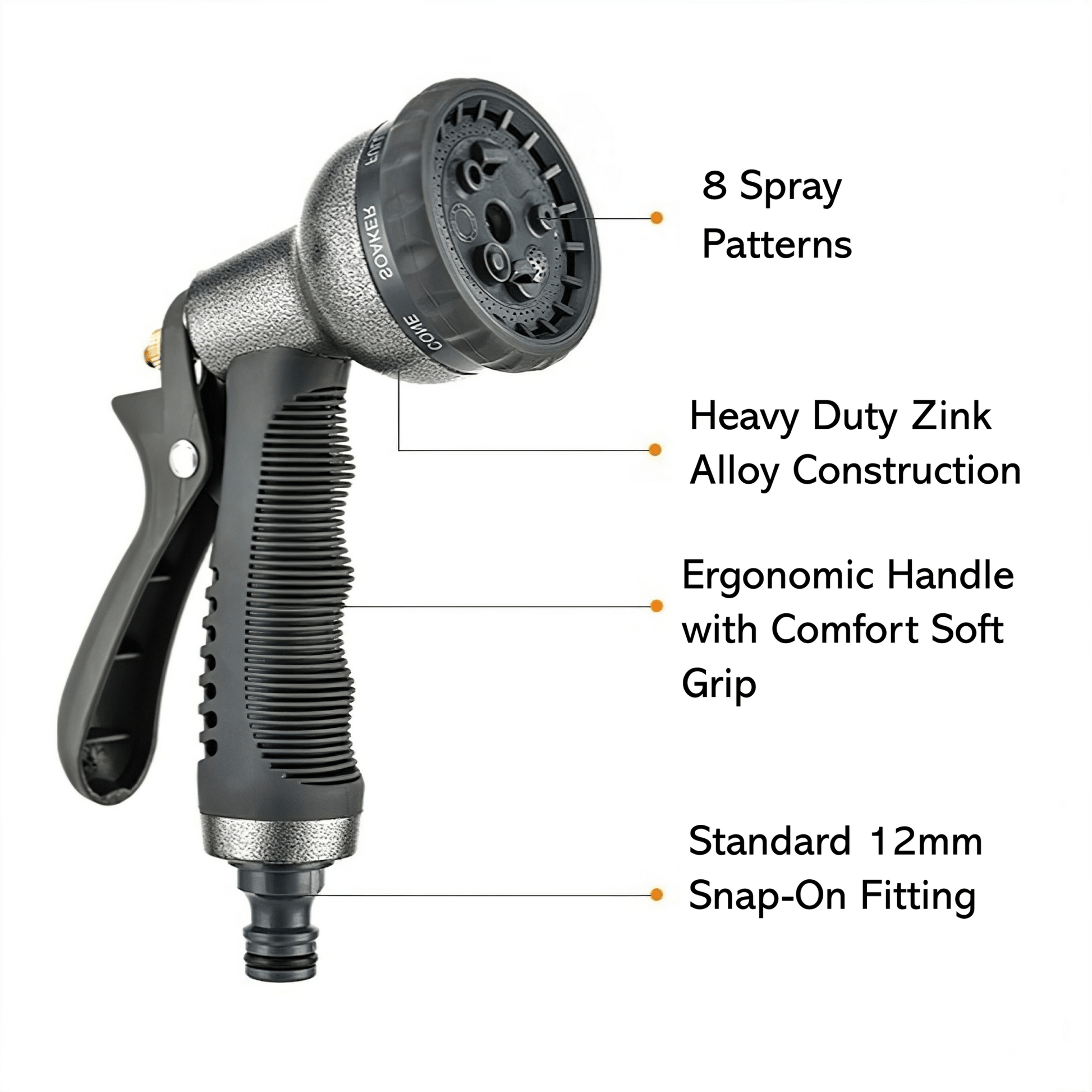 8 Pattern Metal Hose Gun - 12mm - mazeproducts