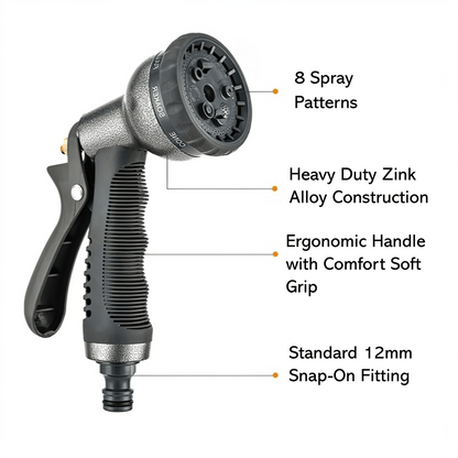 8 Pattern Metal Hose Gun - 12mm - mazeproducts