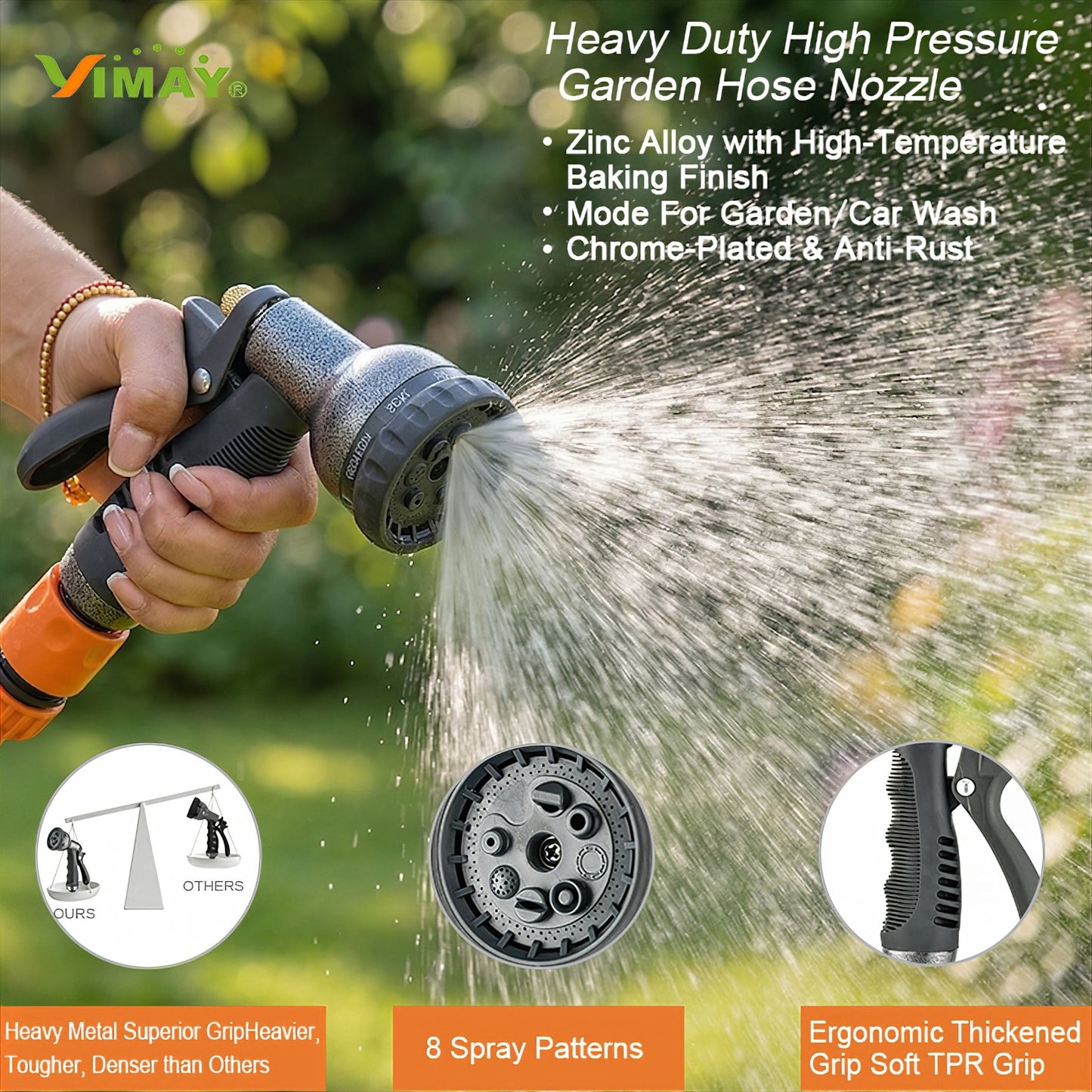 8 Pattern Metal Hose Gun - 12mm - mazeproducts