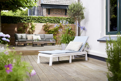 PRE ORDER: SEP. - Keter Mallorca Outdoor Sun Lounger with Cushions - White