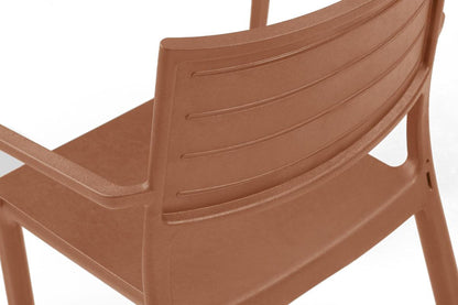 PRE ORDER: SEP. - Keter Metaline Metal Look Dining Chair: Terracotta - 6 Pack
