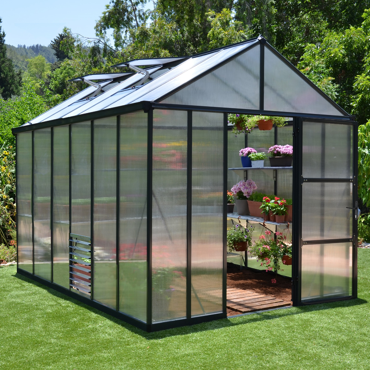8' x 12' Premium Greenhouse - Grey Frame