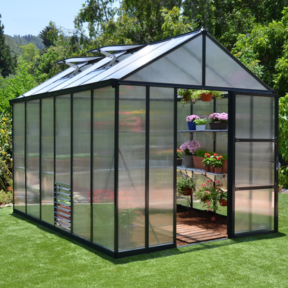 8' x 12' Premium Greenhouse - Grey Frame