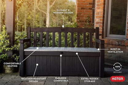 Keter Eden 265L Storage Bench- Dark Grey