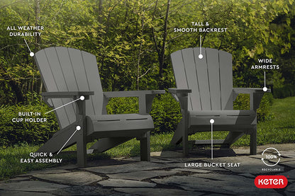 PRE ORDER: SEP. - Keter Alpine Adirondack Chair - Graphite - 2 PACK