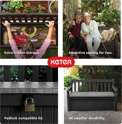 Keter Eden 265L Storage Bench- Dark Grey