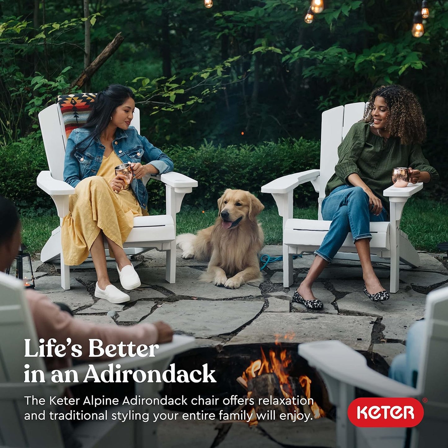 Keter Alpine Adirondack Chair - White - 2 PACK