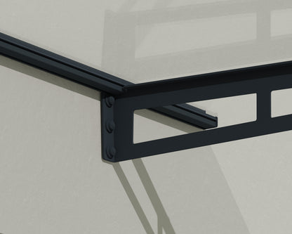 Bremen Door Awning 2.1m x 0.9m - Grey Frame With Clear Panel