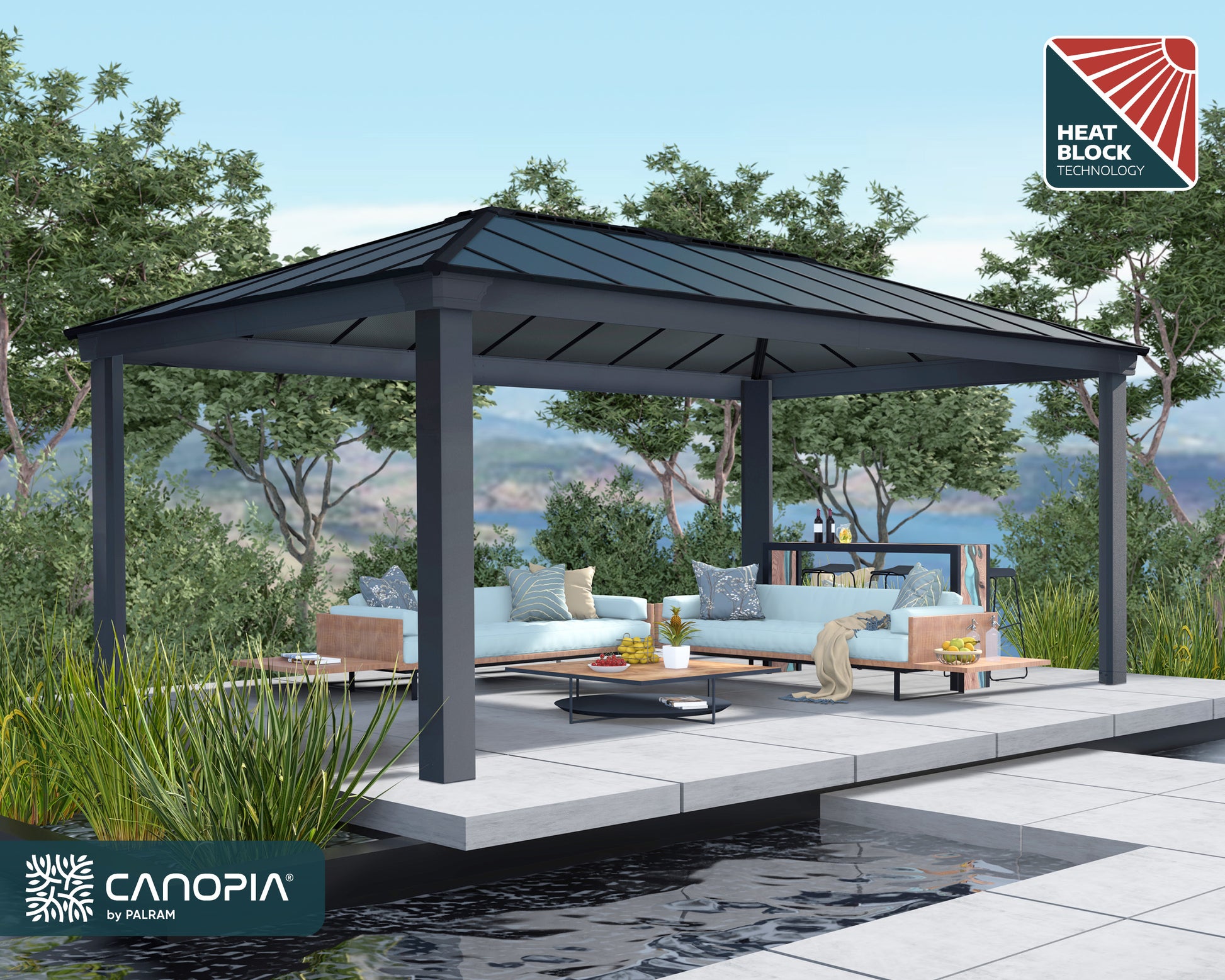 Dallas Gazebo 3.6m x 6.1m - Grey Frame With Grey Roof