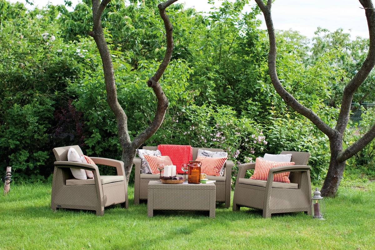 Keter Corfu 4 Seater Lounge Set - Cappuccino