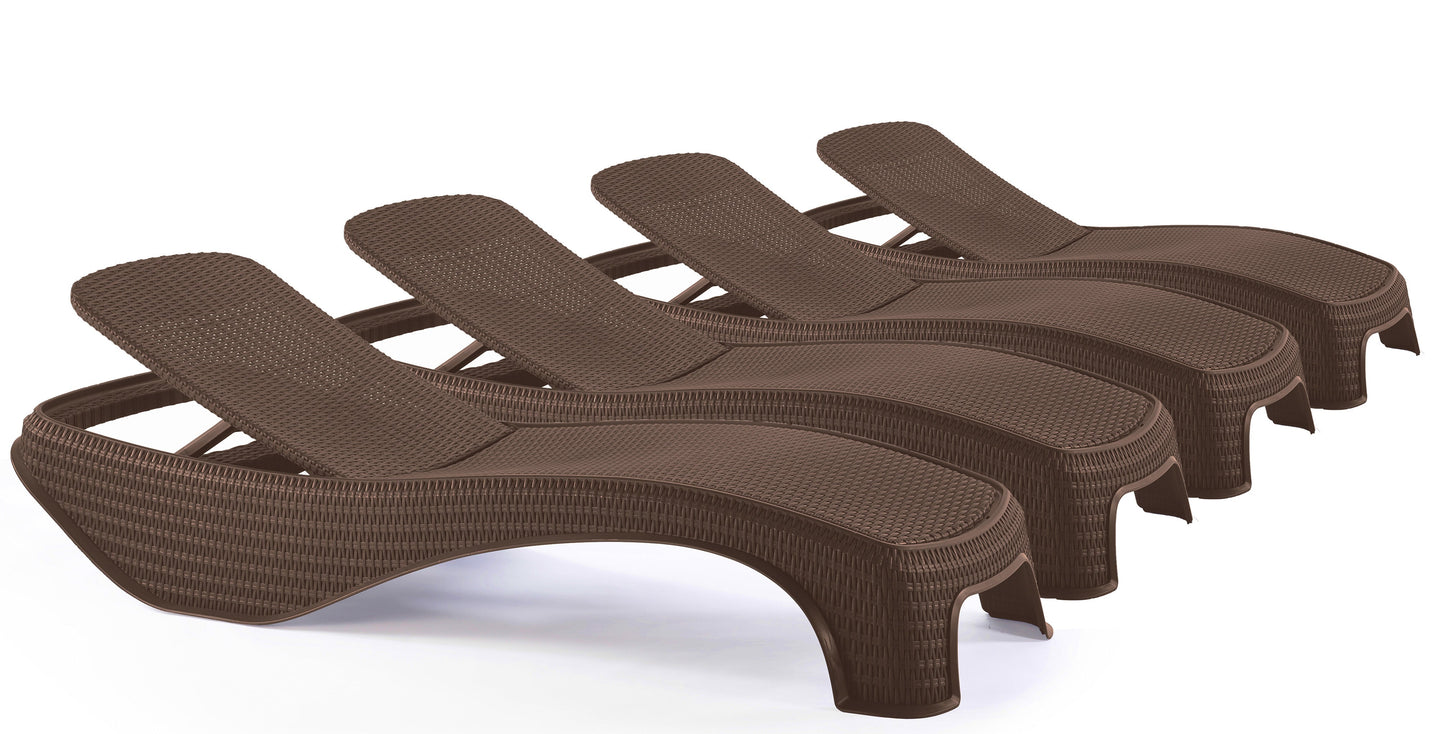 Keter Atlantic Sun Lounger - Brown- 4 Pack
