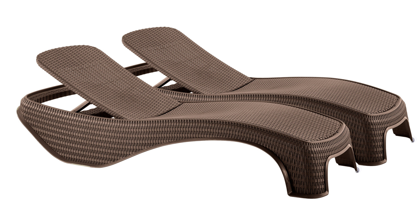 Keter Atlantic Sun Lounger - Brown- 2 Pack