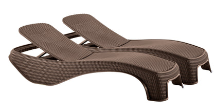 Keter Atlantic Sun Lounger - Brown- 2 Pack