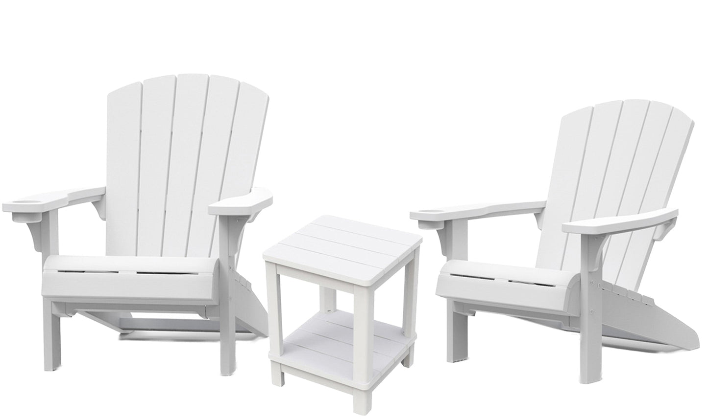 Keter Alpine Adirondack Set with Deluxe Table - White